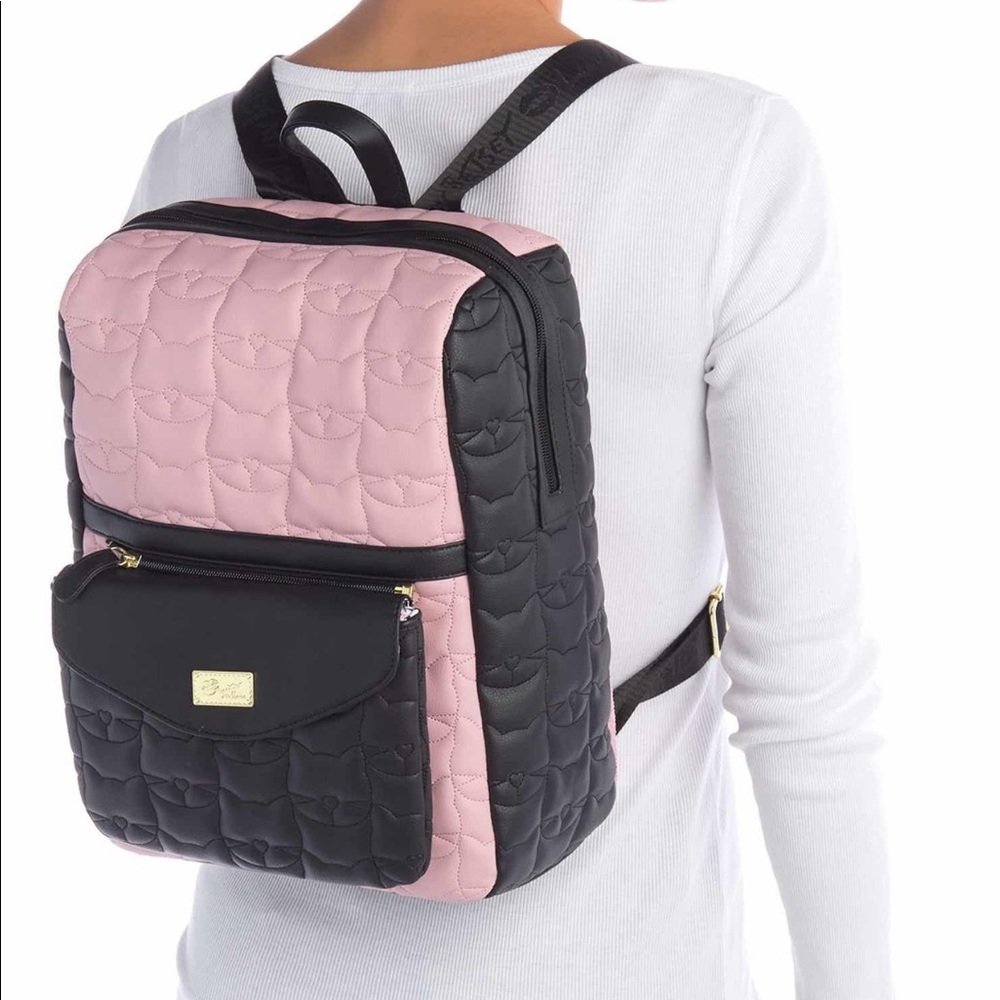 NWT Betsey Johnson 2 in 1 Cat Quilted Backpack